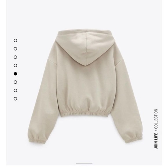 Zara Fleece Cropped hoodie Sweatshirt - Stone - Small - Picture 6 of 6